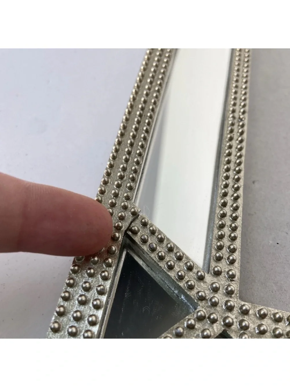 Nicole Miller Silver Beaded Mirrored Wall Frame IMPERFECT